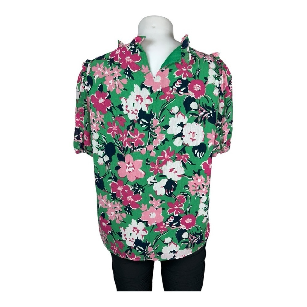 J. CREW Green Floral Women’s blouse size M - Picture 2 of 11